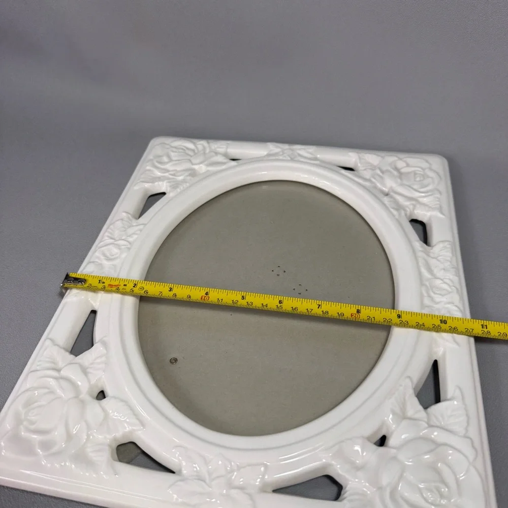 White Floral 8x10 Ceramic Picture Frame NWOT